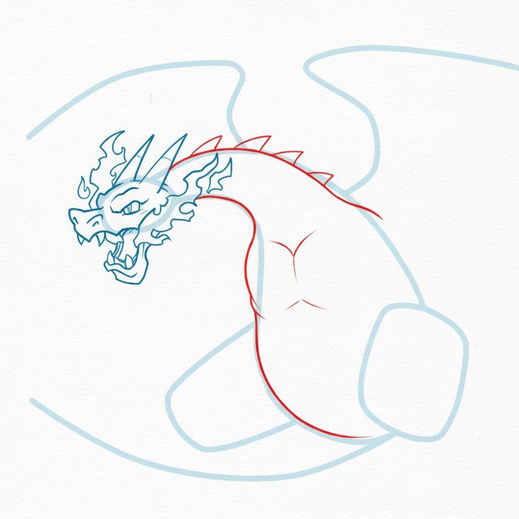 Como Desenhar o Mega Charizard – Tutorial de desenho Passo a Passo – Passo 6