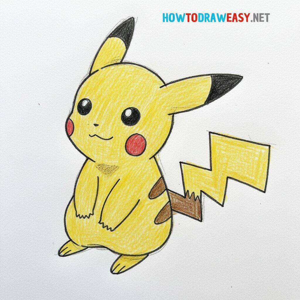 Como Desenhar o Pikachu – Tutorial de desenho Passo a Passo – Passo 9