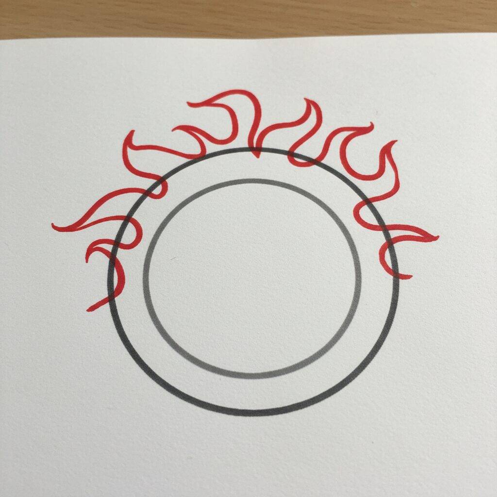 Cómo dibujar el sol – Tutorial de dibujo – Paso 2