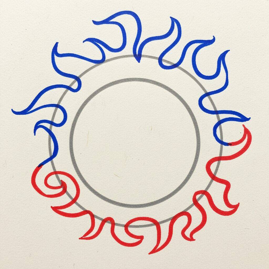 Cómo dibujar el sol – Tutorial de dibujo – Paso 3