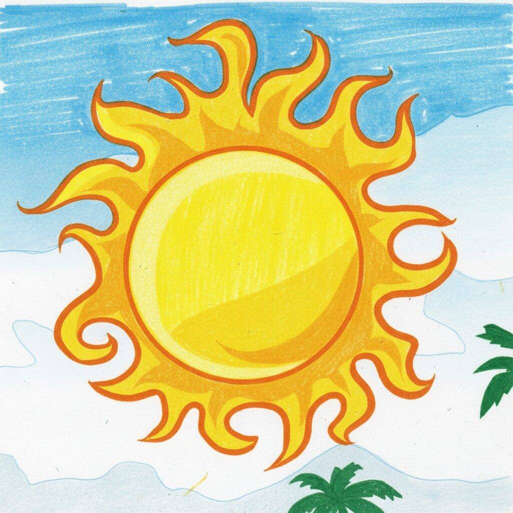 Cómo dibujar el sol – Tutorial de dibujo – Paso 5