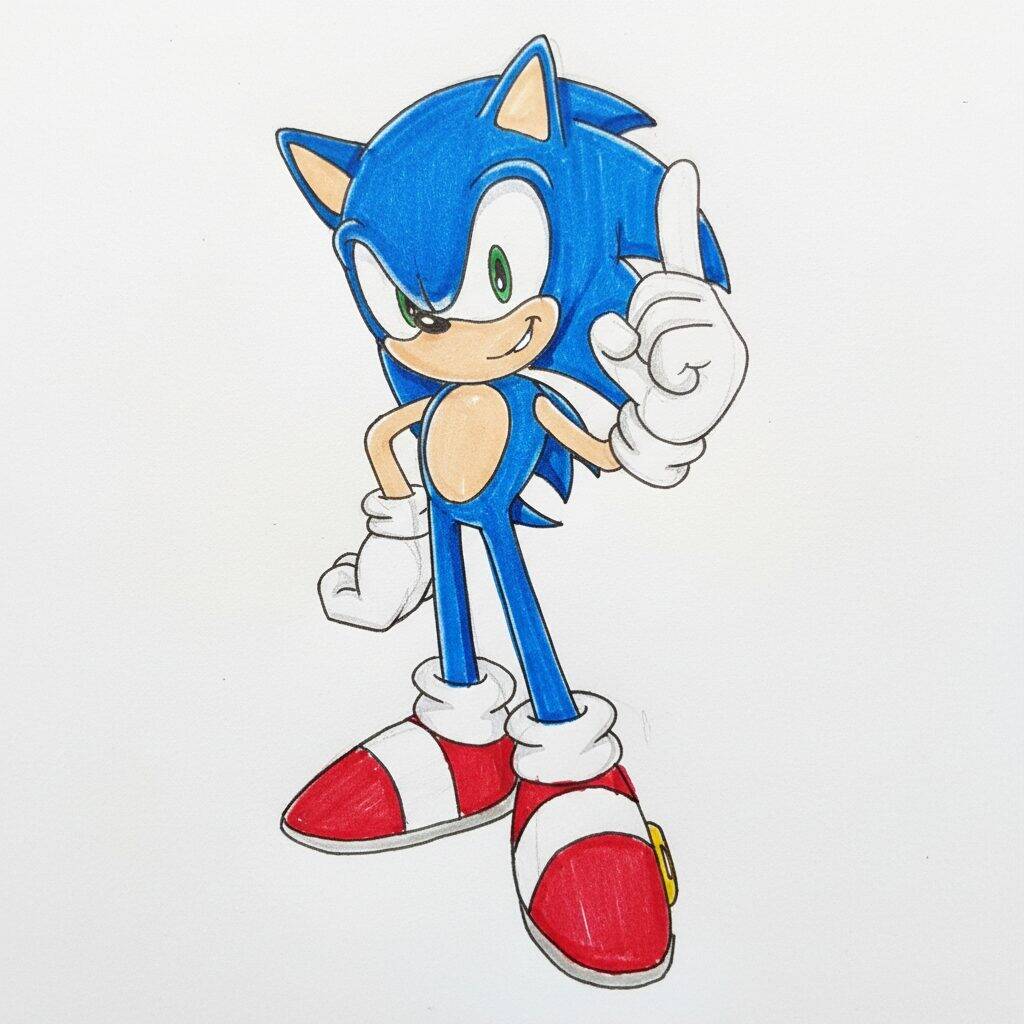 Como Desenhar o Sonic the Hedgehog – Tutorial de Desenho Passo a Passo – Passo 11