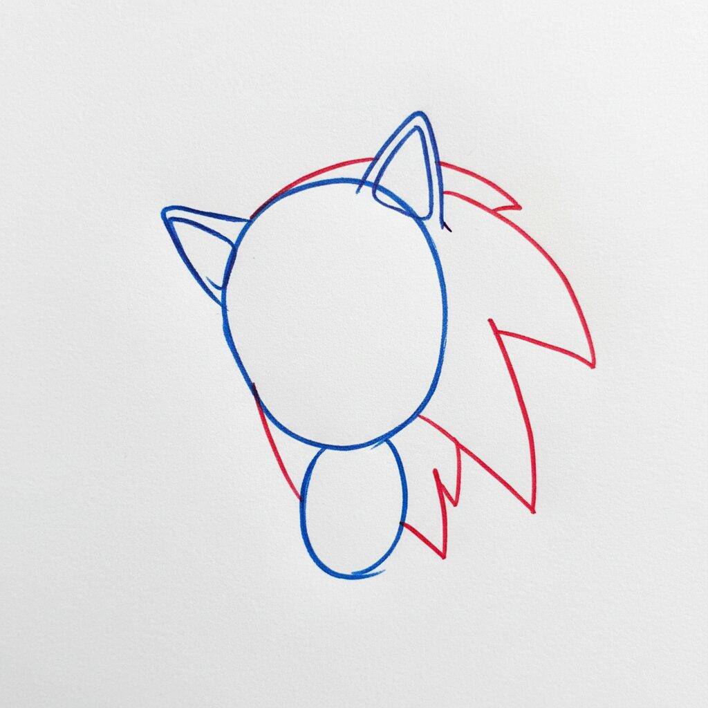 Como Desenhar o Sonic the Hedgehog – Tutorial de Desenho Passo a Passo – Passo 2