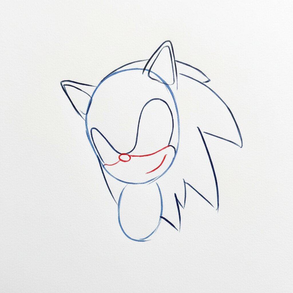 Como Desenhar o Sonic the Hedgehog – Tutorial de Desenho Passo a Passo – Passo 4