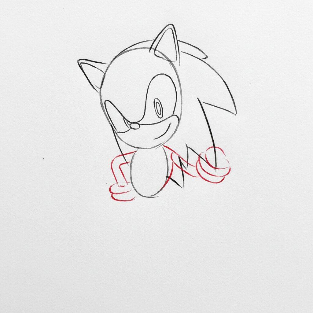 Como Desenhar o Sonic the Hedgehog – Tutorial de Desenho Passo a Passo – Passo 6