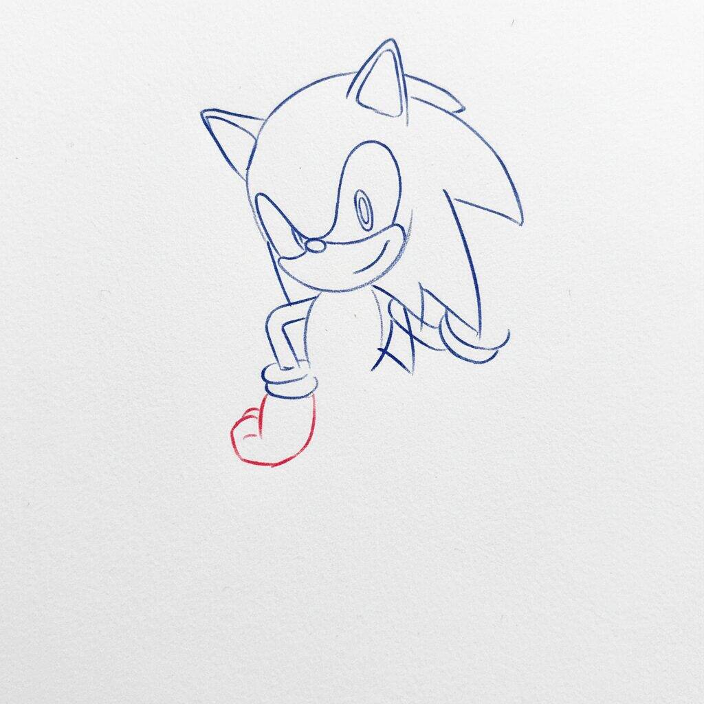 Como Desenhar o Sonic the Hedgehog – Tutorial de Desenho Passo a Passo – Passo 7