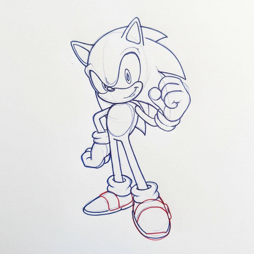 Como Desenhar o Sonic the Hedgehog – Tutorial de Desenho Passo a Passo – Passo 9