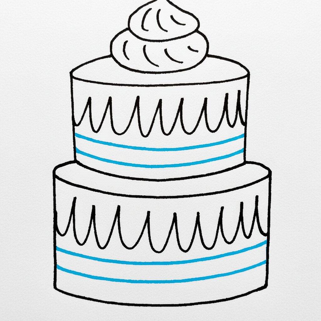 Como Desenhar um Bolo – Passo a Passo Fácil – Passo 8