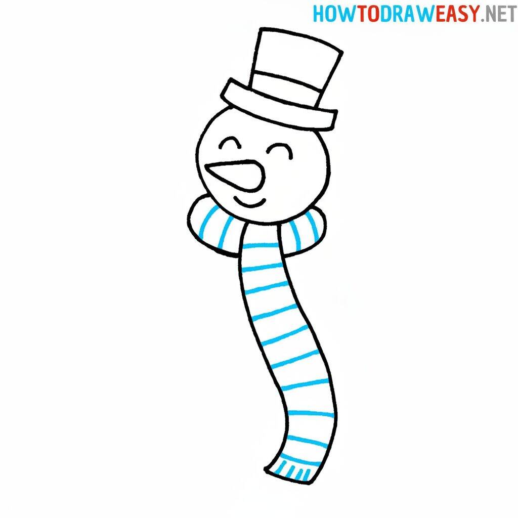 Como Desenhar um Boneco de Neve – Passo a Passo Fácil – Passo 5