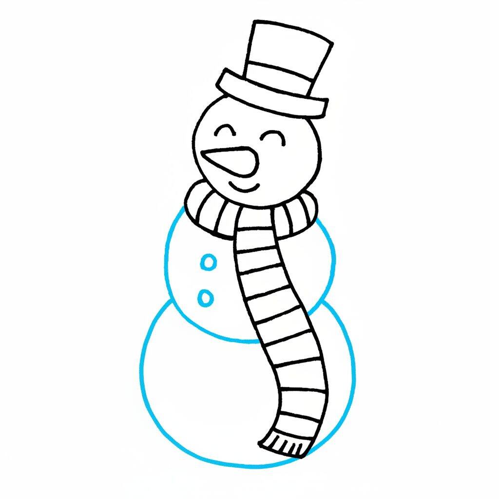 Como Desenhar um Boneco de Neve – Passo a Passo Fácil – Passo 6
