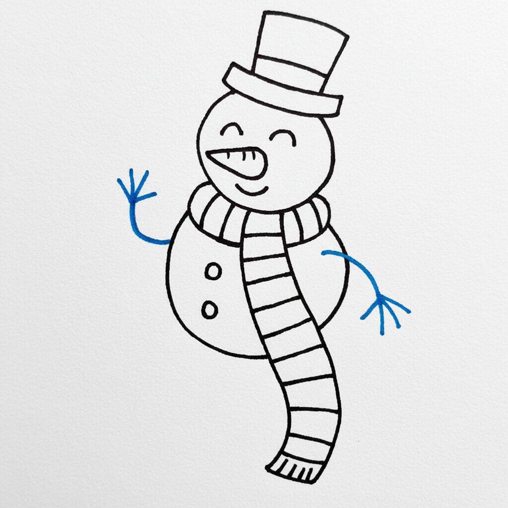 Como Desenhar um Boneco de Neve – Passo a Passo Fácil – Passo 7