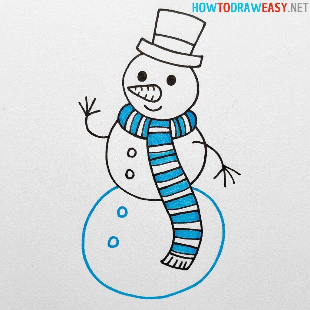 Como Desenhar um Boneco de Neve – Passo a Passo Fácil – Passo 8