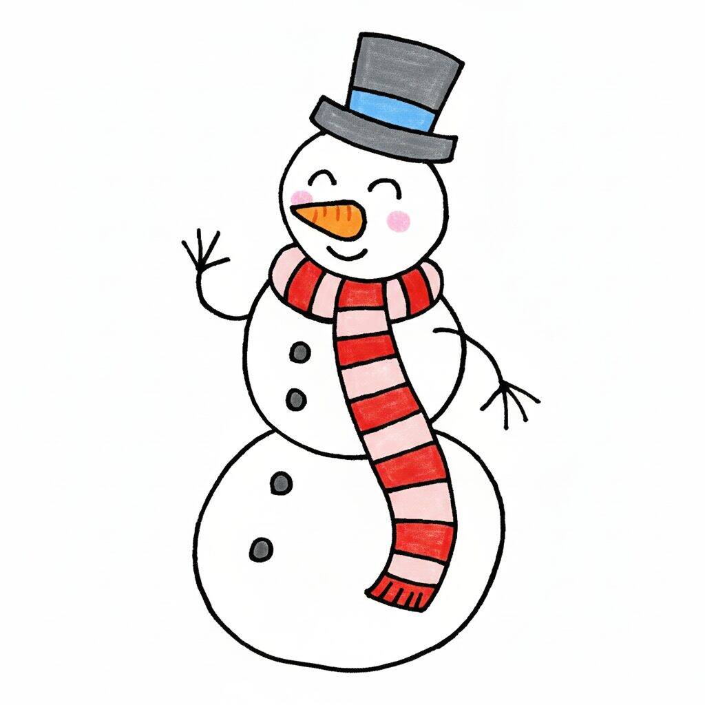 Como Desenhar um Boneco de Neve – Passo a Passo Fácil – Passo 9