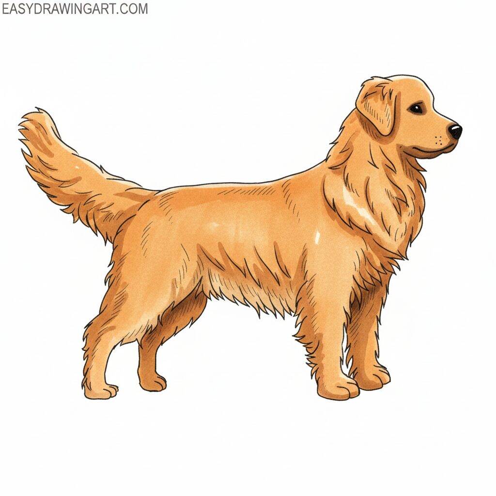 Como Desenhar um Cachorro Golden Retriever - Tutorial de Desenho Passo a Passo