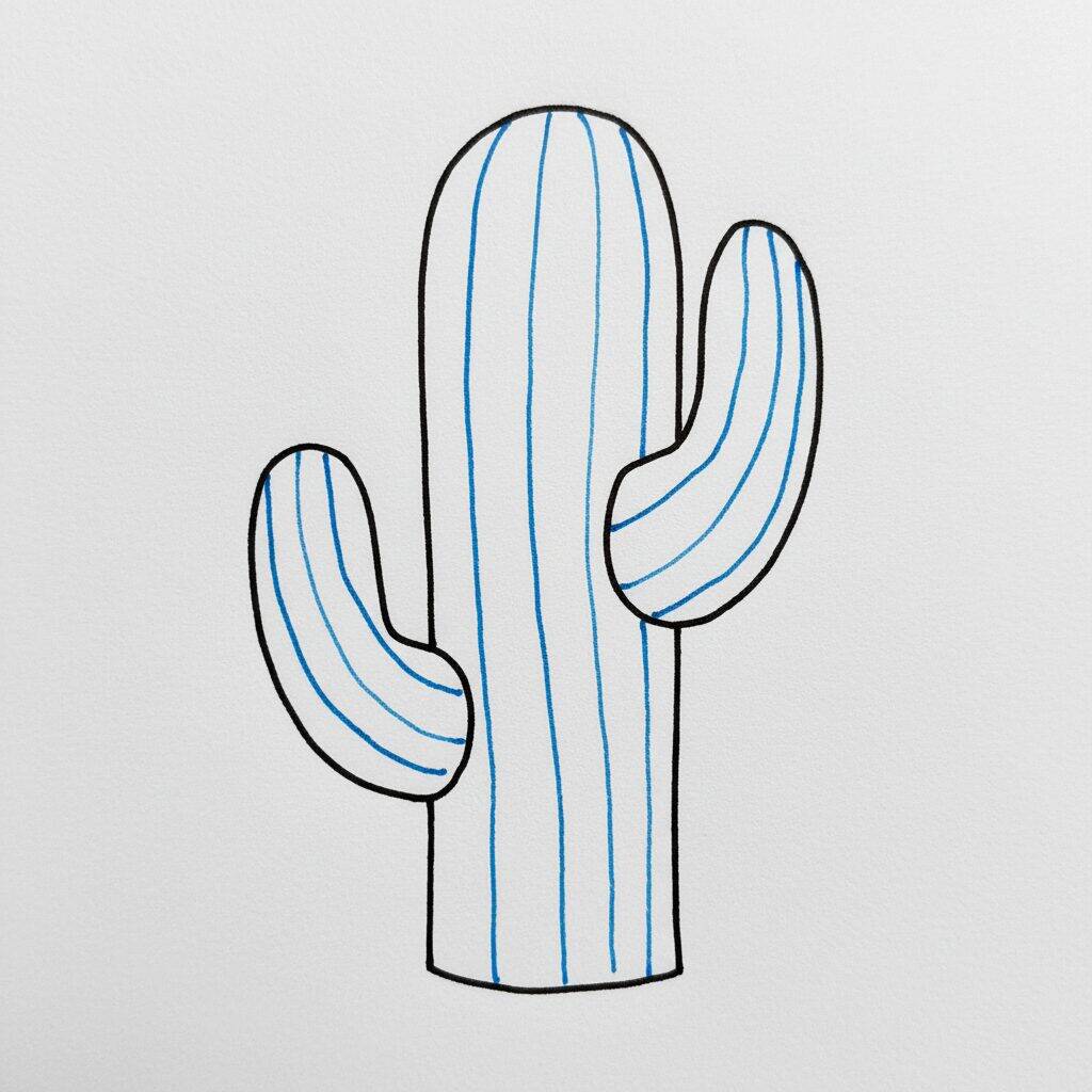 Como Desenhar um Cacto – Passo a Passo Fácil – Passo 4