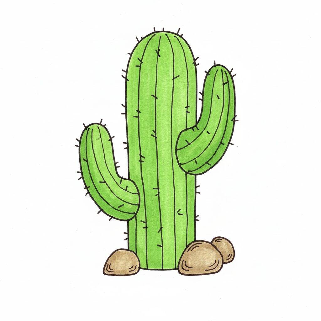Como Desenhar um Cacto – Passo a Passo Fácil – Passo 8