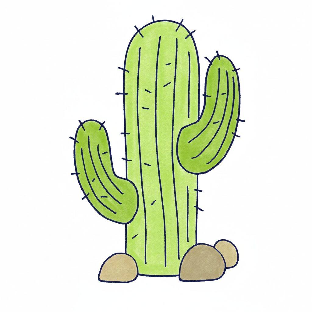 How to Draw a Cactus - Easy Step by Step