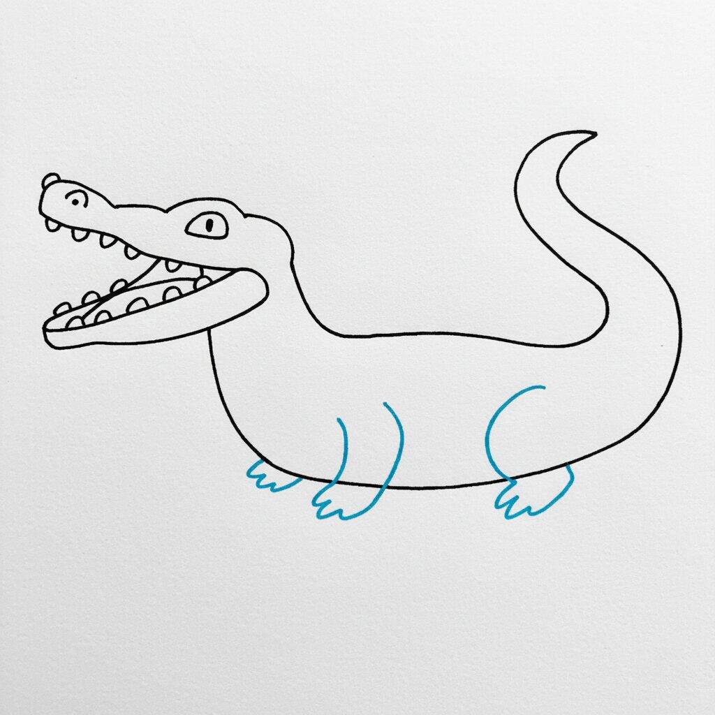 Como Desenhar um Crocodilo – Passo a Passo – Passo 6