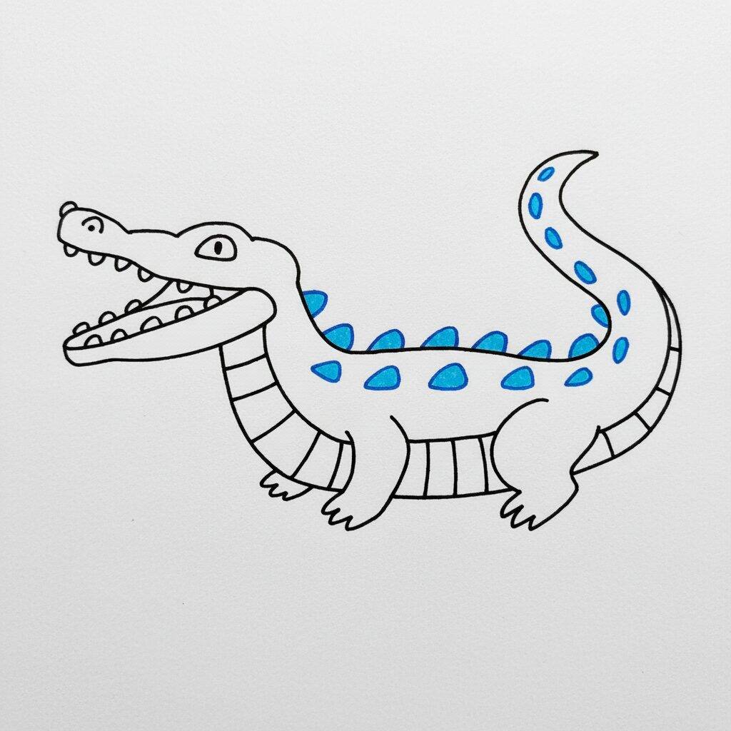 Como Desenhar um Crocodilo – Passo a Passo – Passo 8