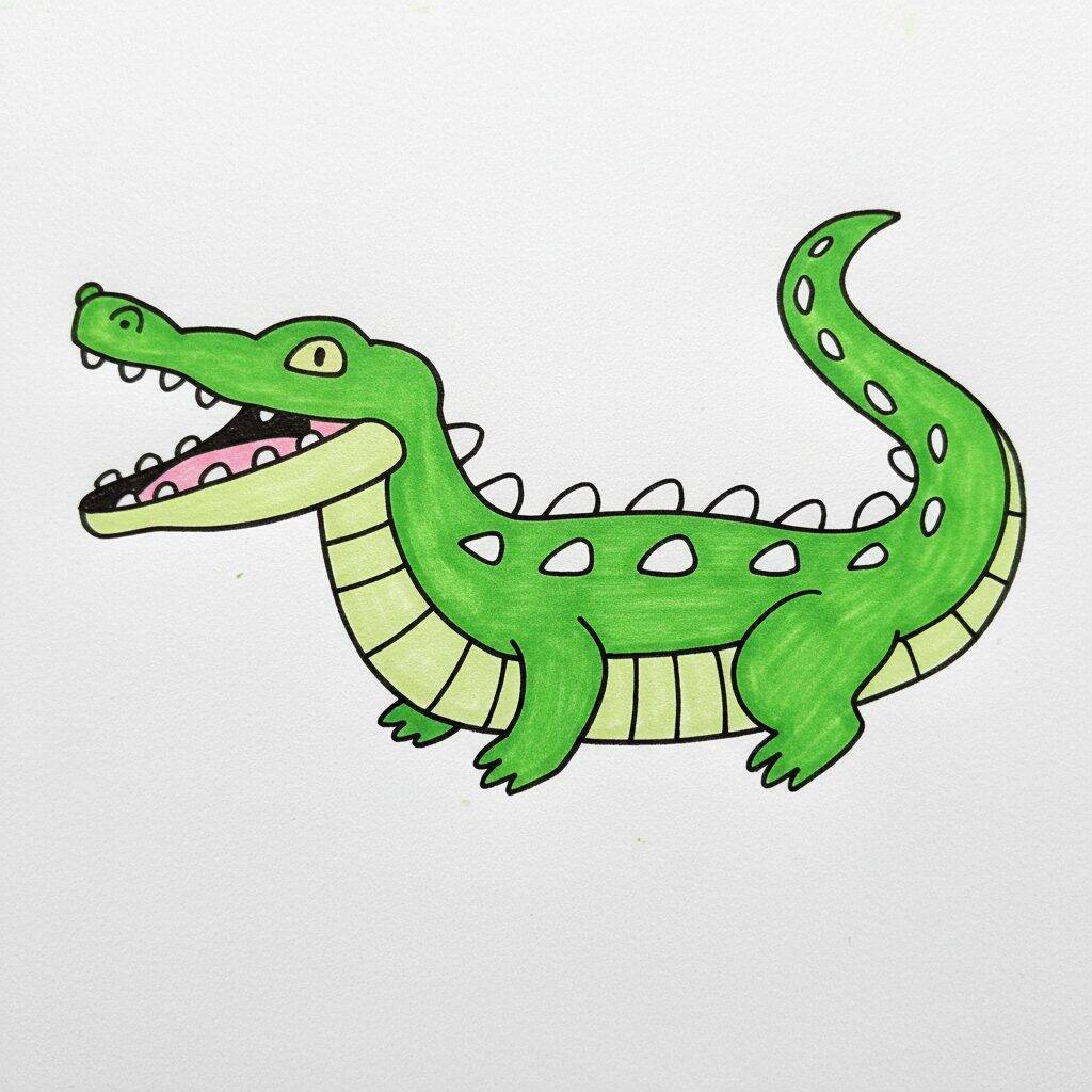 Como Desenhar um Crocodilo - Passo a Passo
