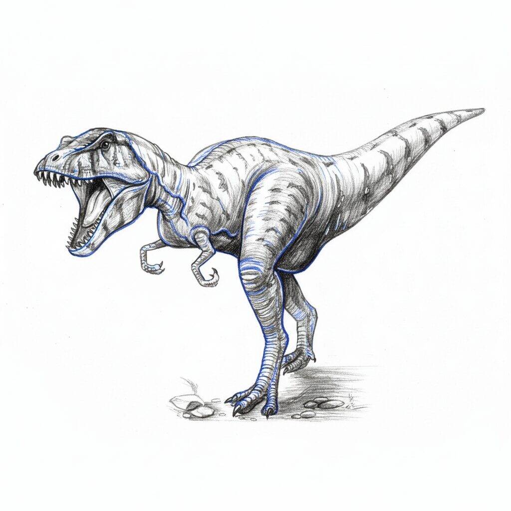 Como Desenhar um Dinossauro (T-rex) Realista - Passo a Passo