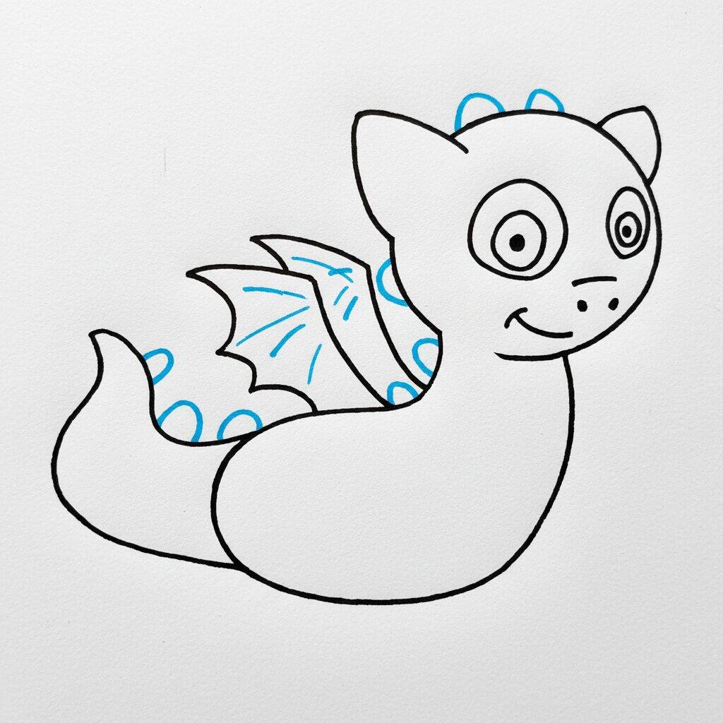 Como Desenhar um Dragão Fácil – Passo a Passo – Passo 5