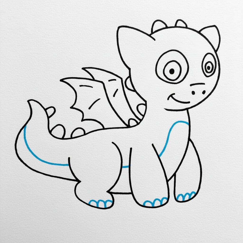 Como Desenhar um Dragão Fácil – Passo a Passo – Passo 7