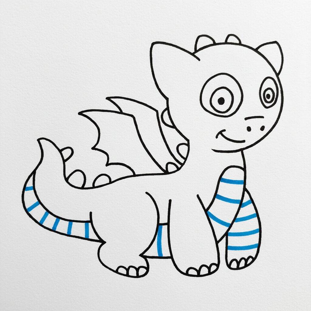 Como Desenhar um Dragão Fácil – Passo a Passo – Passo 8