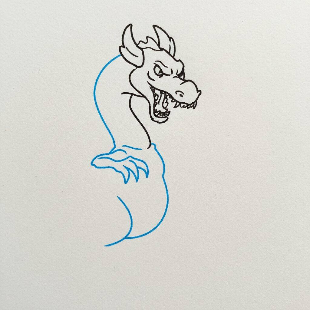 Como Desenhar um Dragão cuspindo fogo – Passo 4