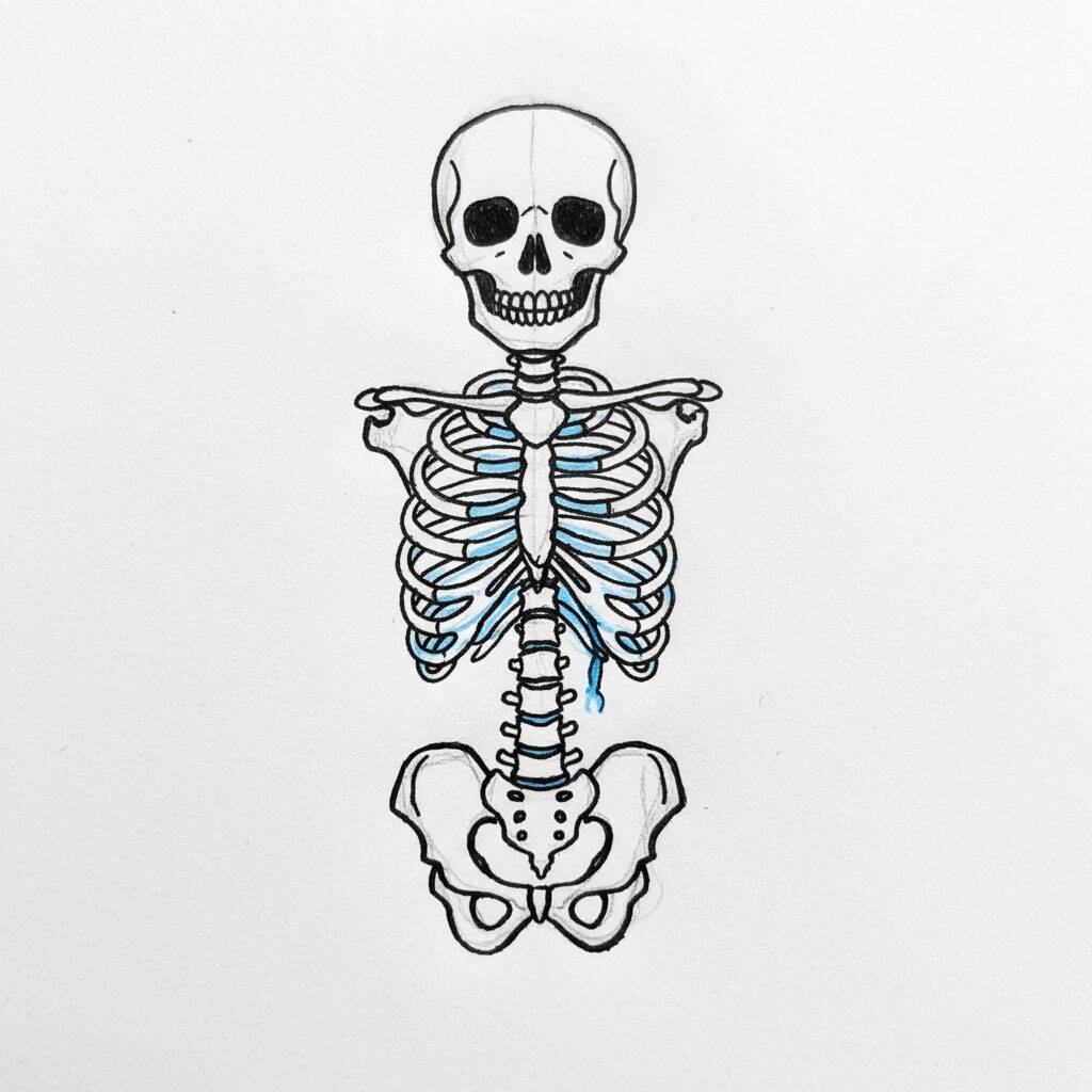 Cómo Dibujar un Esqueleto – Fácil Paso a Paso – Paso 5