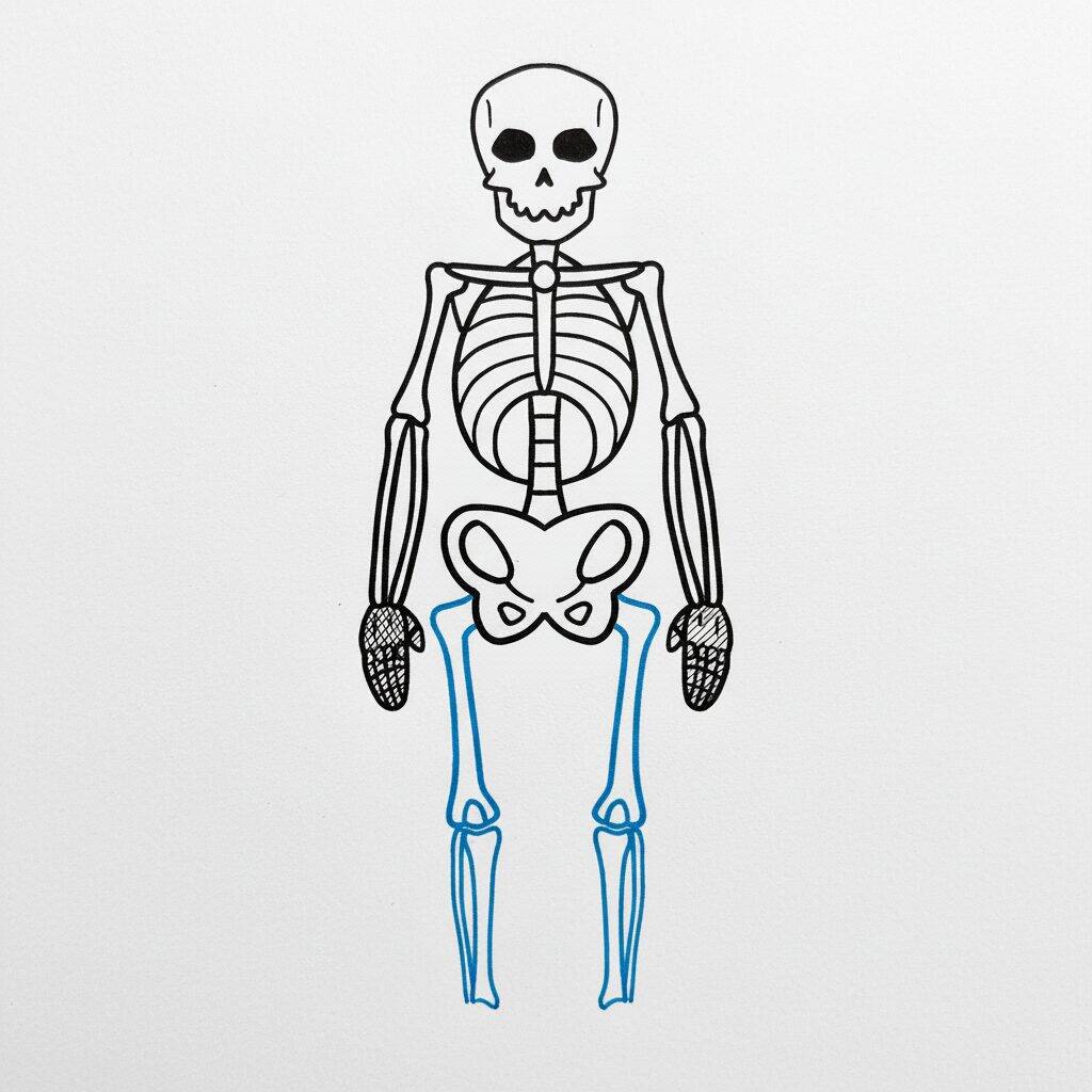 Cómo Dibujar un Esqueleto – Fácil Paso a Paso – Paso 8