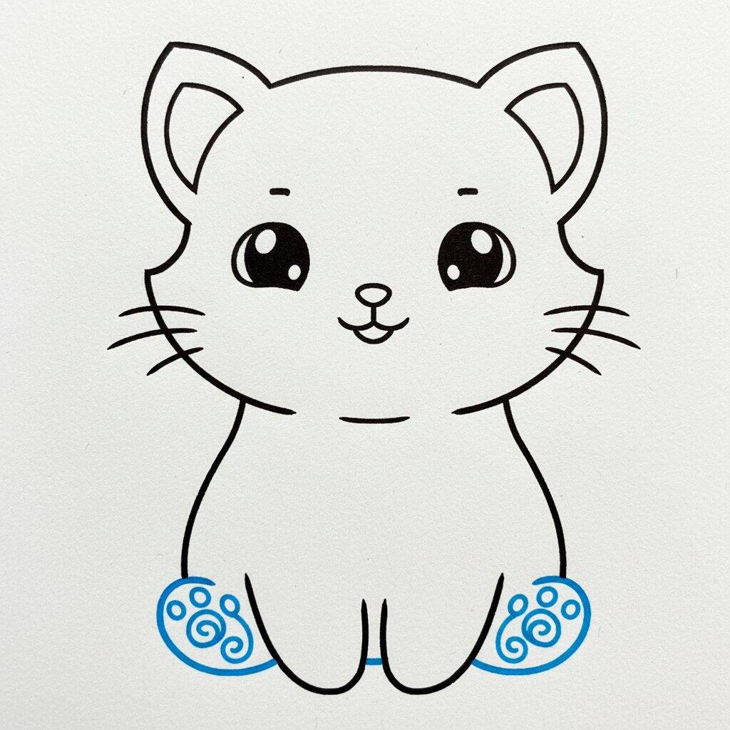 Cómo dibujar un lindo gato paso a paso – Paso 6