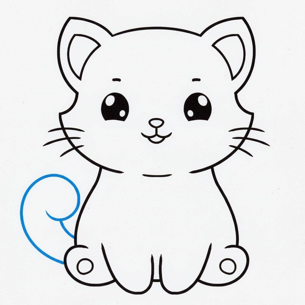 Cómo dibujar un lindo gato paso a paso – Paso 7