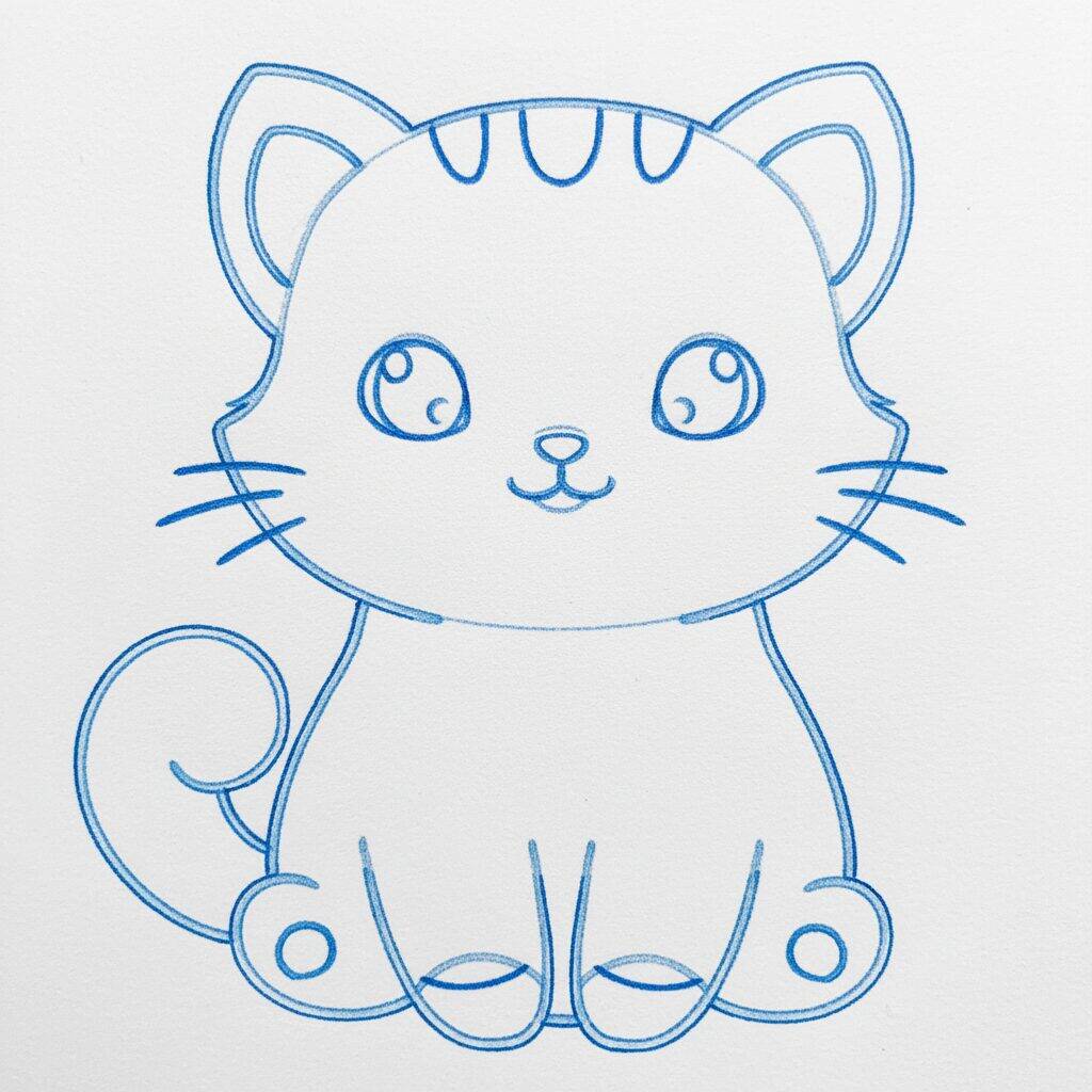 Cómo dibujar un lindo gato paso a paso – Paso 8