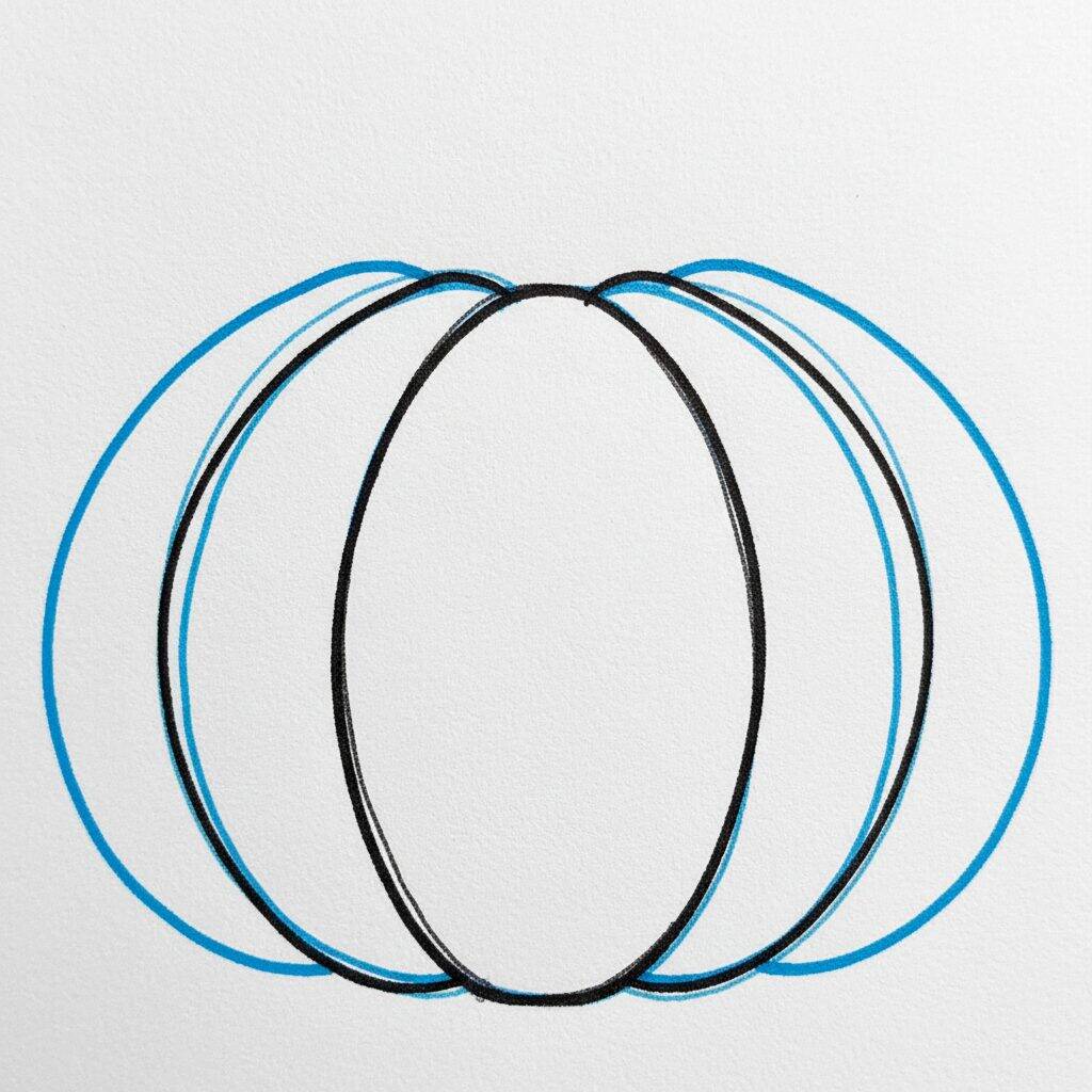 Como Desenhar uma Abóbora Passo a Passo – Passo 2