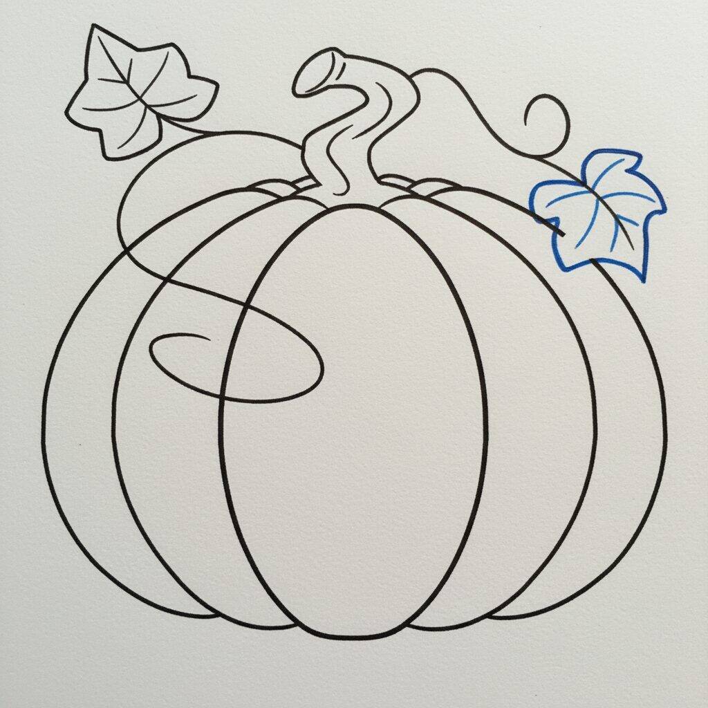 Como Desenhar uma Abóbora Passo a Passo – Passo 9