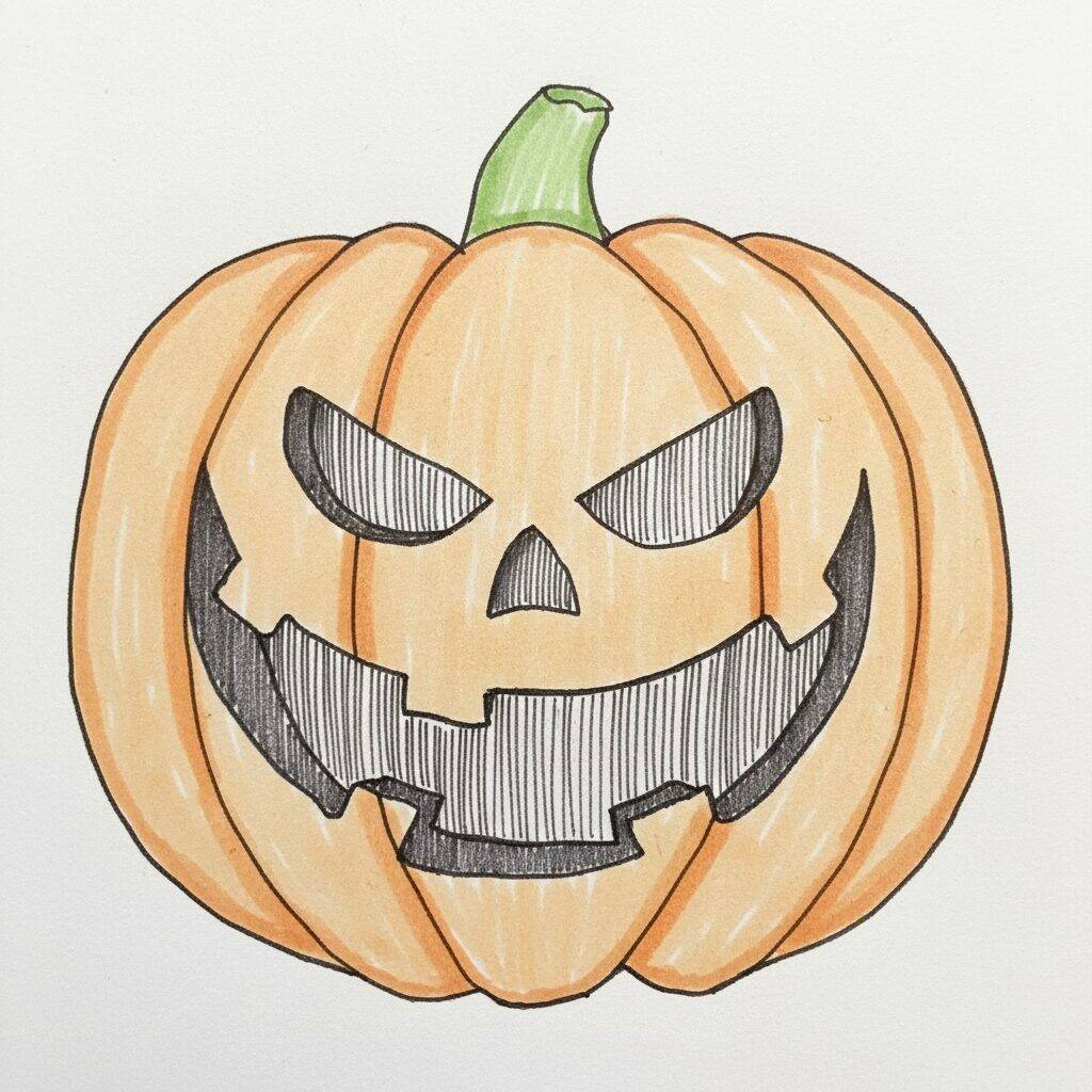 Como Desenhar uma Abóbora de Halloween - Passo a Passo Fácil
