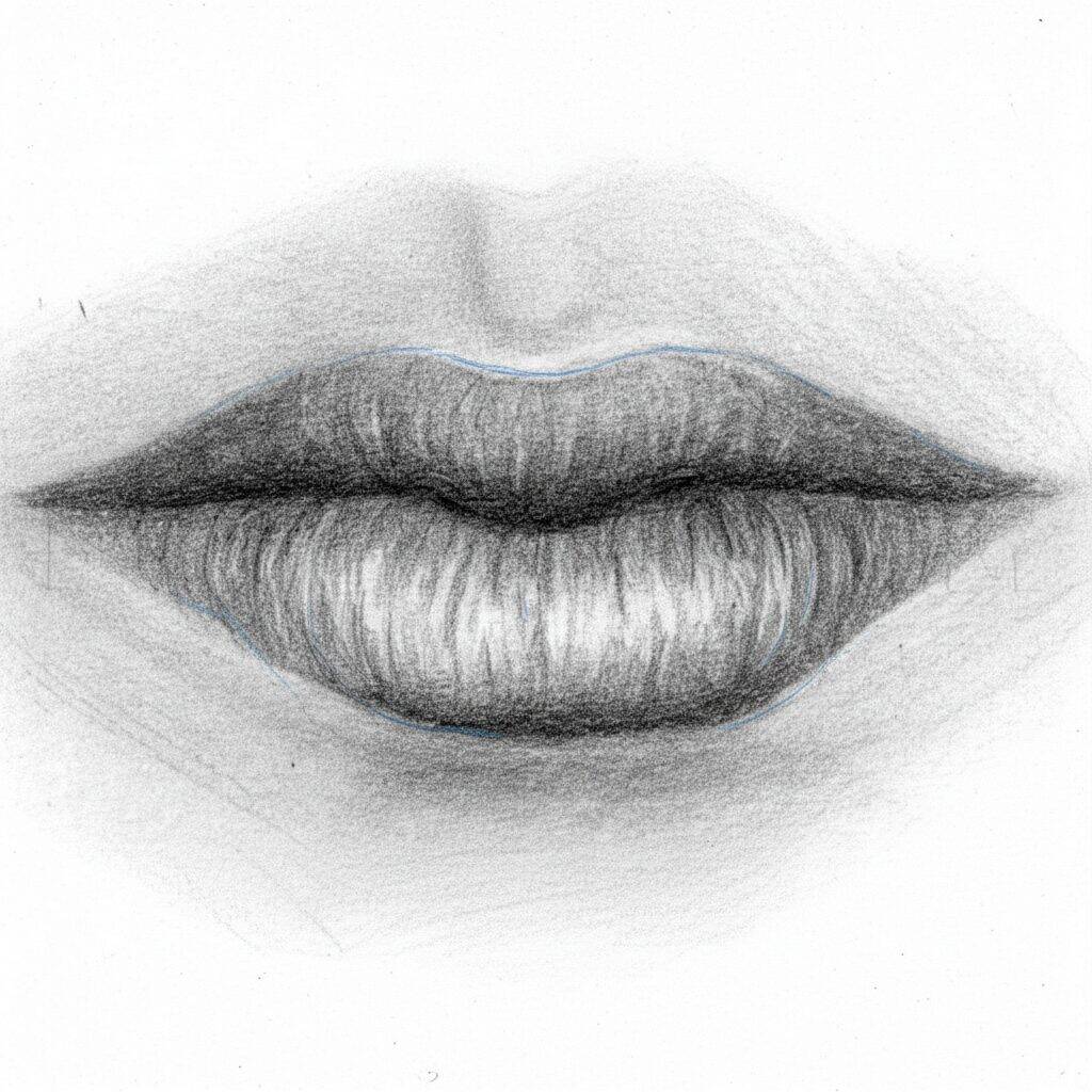Como Desenhar uma Boca Realista – Tutorial de desenho Passo a Passo – Passo 5