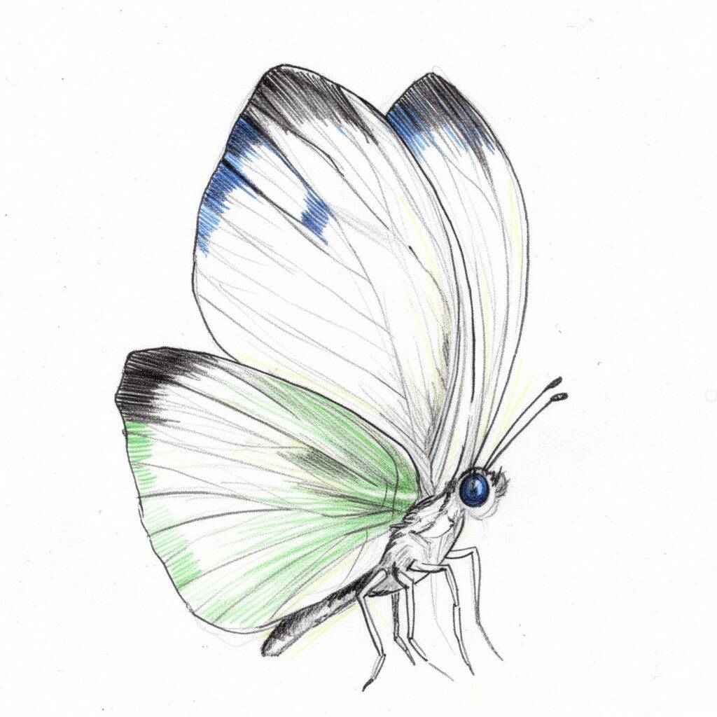 Como Desenhar uma Borboleta Realista – Passo a Passo – Paso 3