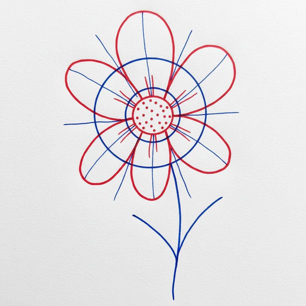 Como Desenhar uma Flor Passo a Passo Fácil – Passo 2