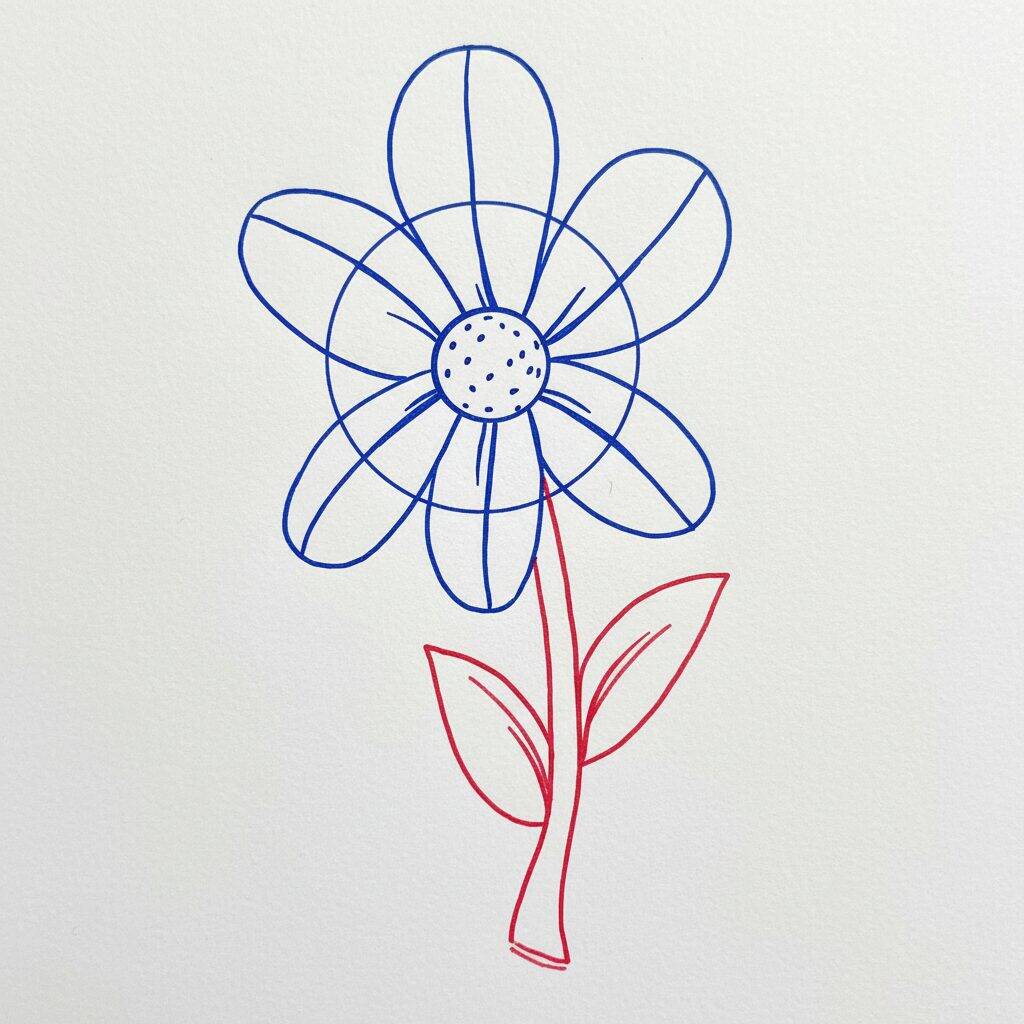 Como Desenhar uma Flor Passo a Passo Fácil – Passo 3