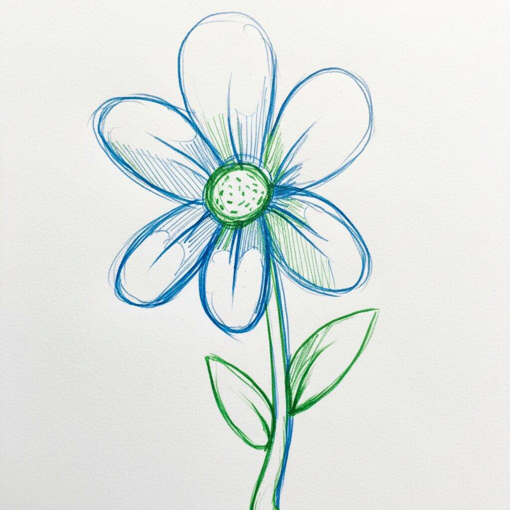 Como Desenhar uma Flor Passo a Passo Fácil – Passo 4