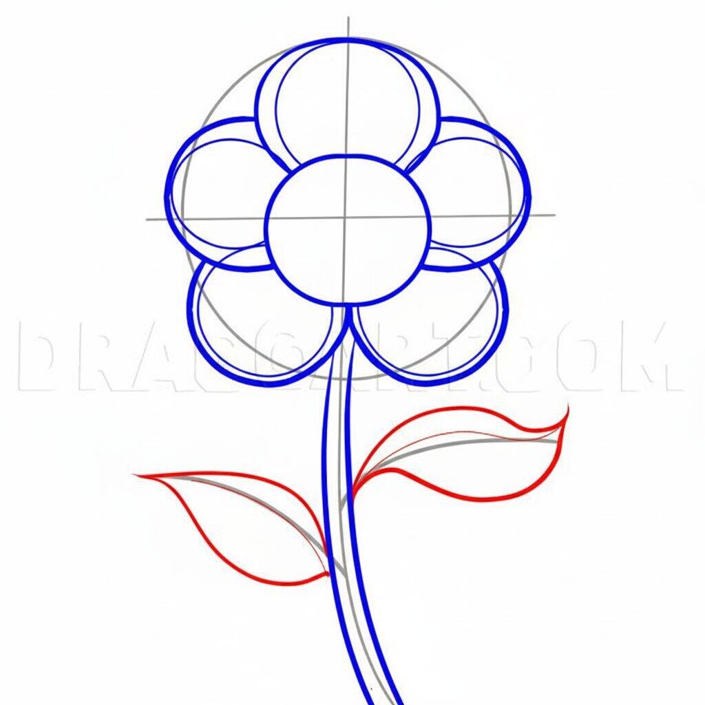 Como Desenhar uma Flor Simples Passo a Passo Fácil – Passo 5