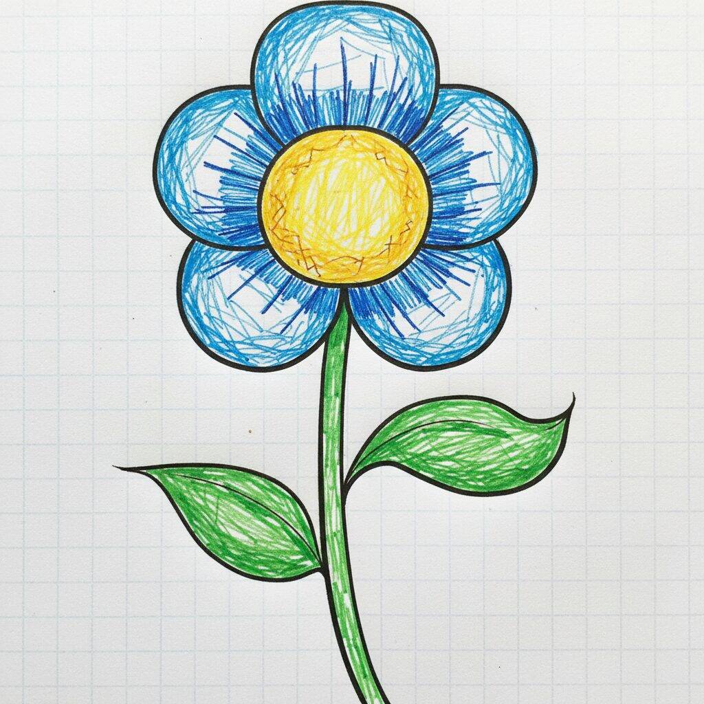 Como Desenhar uma Flor Simples Passo a Passo Fácil – Passo 6