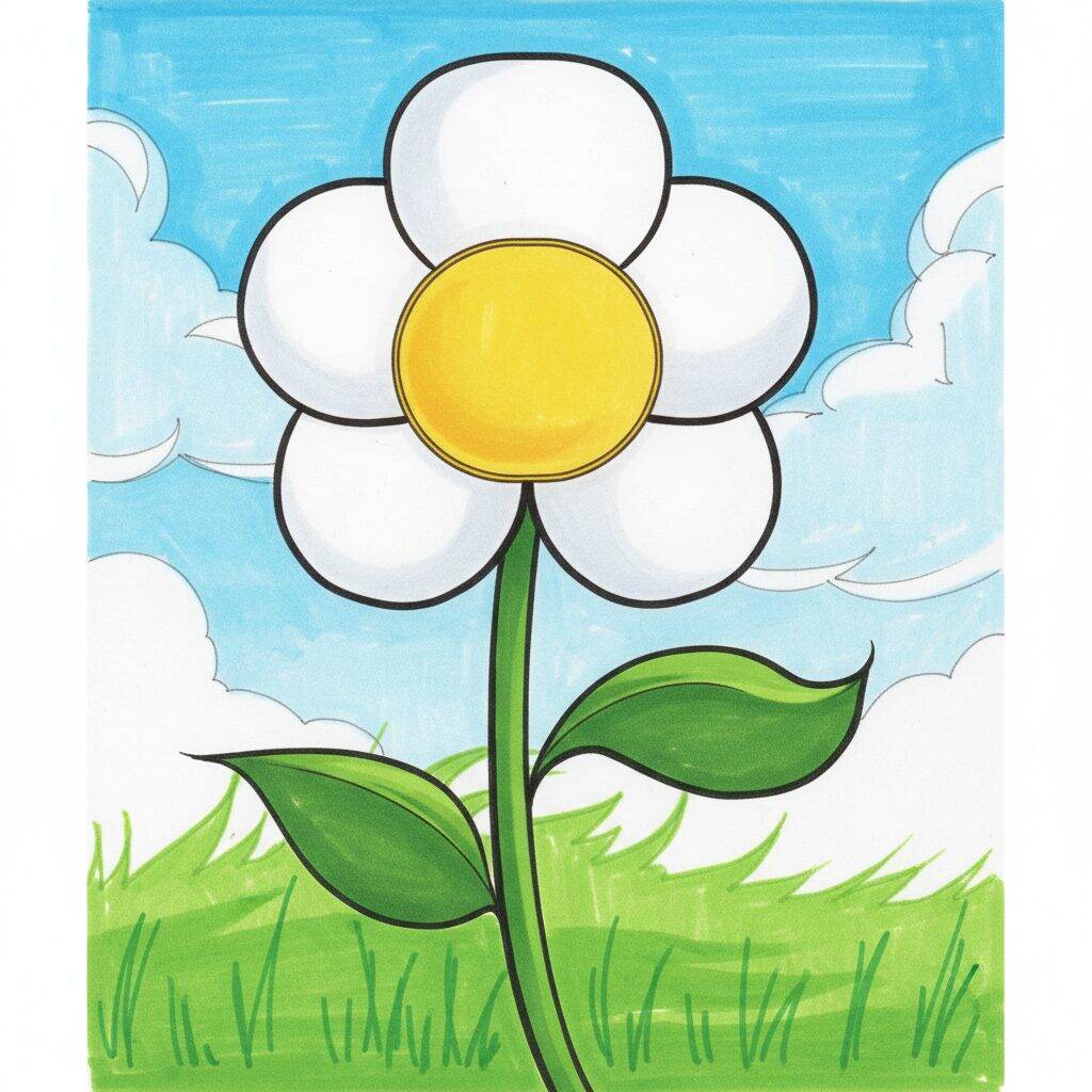 Como Desenhar uma Flor Simples Passo a Passo Fácil – Passo 7