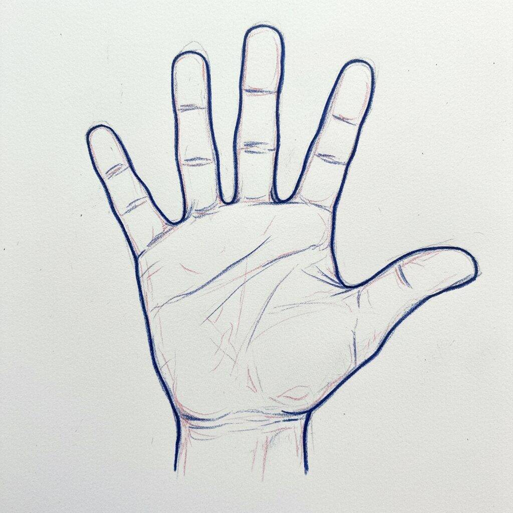 How to Draw a Hand – Step by Step Drawing Tutorial – Step 7