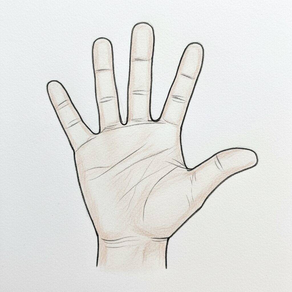 How to Draw a Hand – Step by Step Drawing Tutorial – Step 8