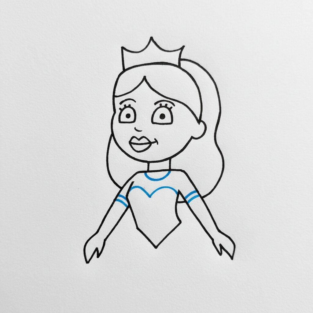 Como Desenhar uma Princesa – Passo a Passo – Passo 6