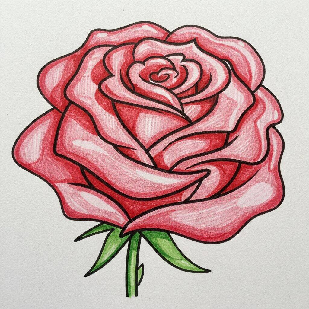 Como Desenhar uma Rosa – Passo 10