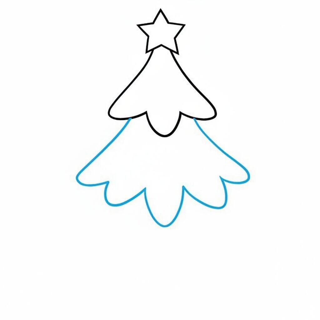 Cómo dibujar un árbol de Navidad paso a paso – Paso 2